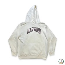 Vintage 80s Champion Harvard University Hoodie Mens Small White USA Spell Out