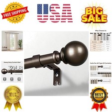 Curtain Rods for Windows 32 to 48, 1 Inch Adjustable Heavy Duty Bronze Curtai...