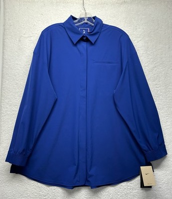 Nike Womens Size L Blue 24.7 PerfectStretch Dri Fit Oversized Long Sleeve Top