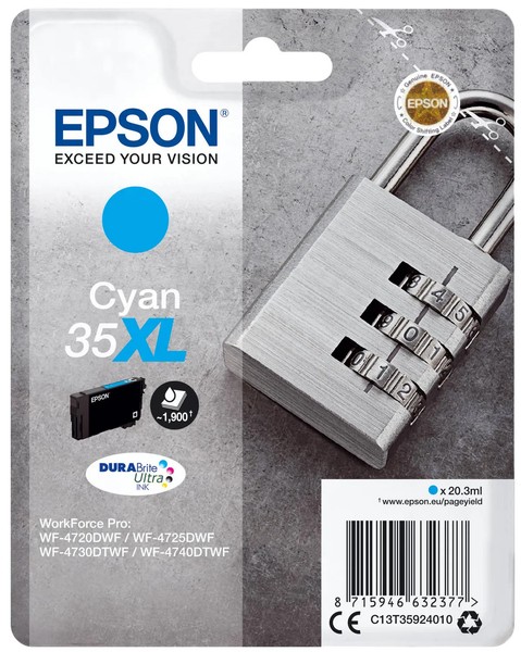 Epson 35XL / T3592 / C13T35924010 / C13T35924020 Tinte Cyan-image