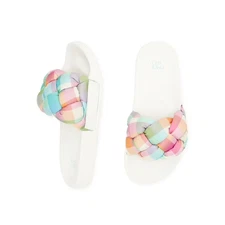 Time and Tru Women's padded Slide Sandals, Flat Gingham Size 11