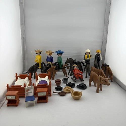 Vintage Playmobil Western Lot Horses Cowboys Furniture 1974–1990 Geobra