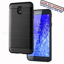 Carbon Fiber Crystal TPU Armor Cover Case for Samsung Galaxy J7 (2018) SM-S767VL