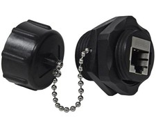 CAT6 Shielded Industrial Bulkhead Coupler, Water Sealed, Outdoor RJ45 - Dust Cap