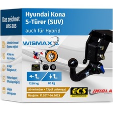 AHK vertikal abnehmbar passt für Hyundai Kona ab 17 +13polig E-Satz ABE