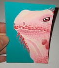 ACEO Original pink iguana Acrylic painting.