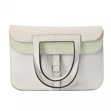HERMES Alezan 25 Verso 2WAY New White/Blanc/Vert Fizz hand bag 800000133420000