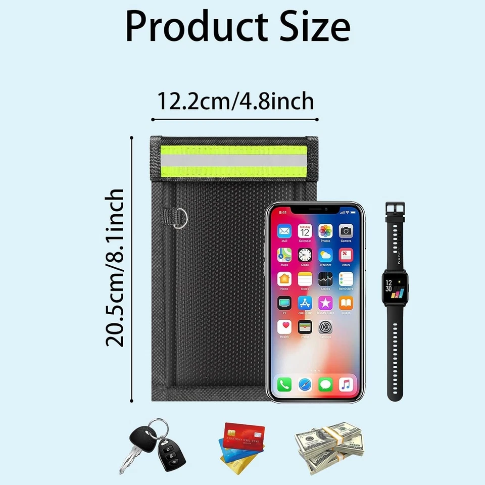 2 Pack Faraday Bags for Phones & Car Keys, Cell Phone Signal Blocking Pouch - Image 3 of 4