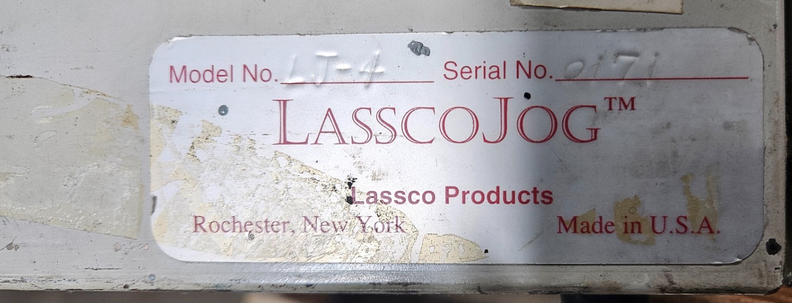 Lassco LJ-4 Paper Jogger 16.5" X 16.5" Good Running Condition