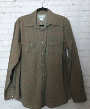 Wrangler Rancher Western Shirt Snap Button Long Sleeve SZ Large Cowgirl Western