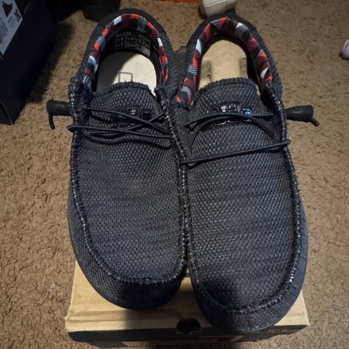 Hey Dude Men\'s Wally Sox Kambaba - Size 13 - Lightly Used Casual Loafers Hey Dude Shoes Youth 2 Wally Sox Loafers Sneakers Sharkskin  main image 4