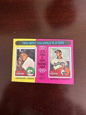 1975 Topps  #201 Sandy Koufax Elston Howard 1963 MVP's EXMT   NICE!!