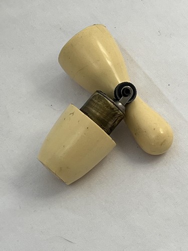 Vintage Bowling Pin Table Lighter KEM Cream Plastic Japan Novelty Tobacciana