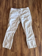 Abercrombie & Fitch straight fit  Linen Blend Chino Pants Mens 34/32 Drawstring
