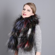 100 Real fox fur scarf / multicolor fur neck wrap / fur cape/shawl 160 18cm-