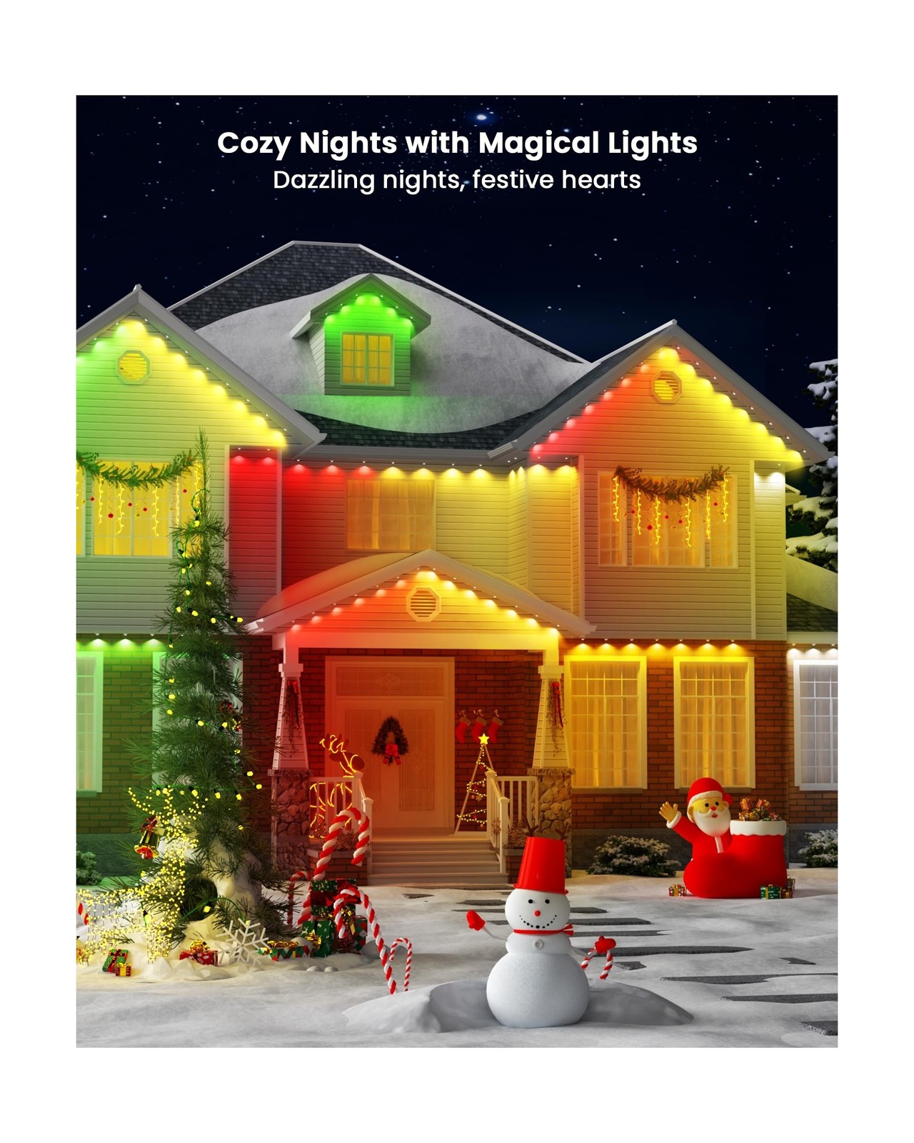 Gefolly Permanent Outdoor Lights Pro, 100ft with 60 RGBW Double-LED Lights 11...