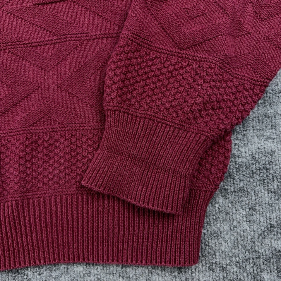 Suéter De Colección Par Cuatro Tejido Para Hombres L Rojo Abuelo Texturizado Grueso Hecho en EE. UU. Foto 4 de 4