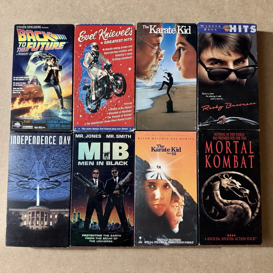 Lot Of 8 Vintage VHS Back To The Future Mortal Kombat Karate Kid Men In Black Foto 2 de 4