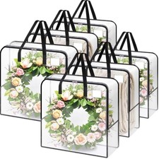 93L Wreath Storage Container, Large Clear Christmas Storage Bags Pack  Fits 6