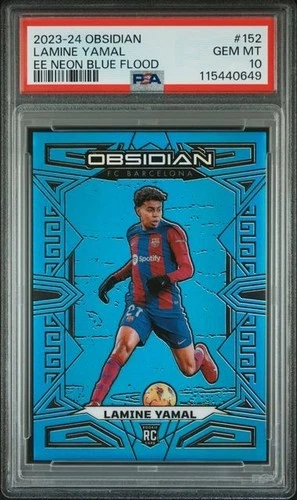 2023-24 Obsidian - Lamine Yamal RC Blue Flood 3/15 PSA 10 POP 1 Rookie #152