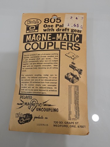 Acopladores de metal #5889 Kadee Magne-Matic #805 escala O conjunto central medio | Condition: New