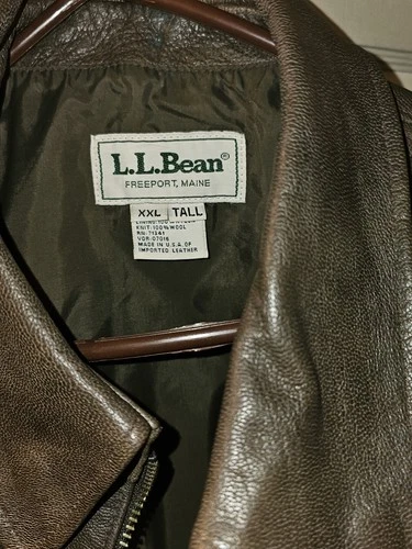 L.L.Bean Allagash Leather Bomber Jacket Brown 2XL Big & Tall Zip Front FLY TGR image 2