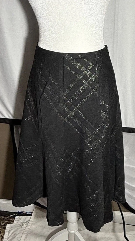 Falda Jones New York Signature Fit & Flare Negra Metálica Patrón A Cuadros TALLA 10 Foto 2 de 4