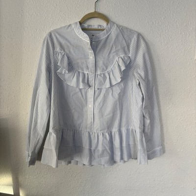 Madewell x Karen Walker Annie Shirt  Striped Ruffle Collar Button Up Women Sz S