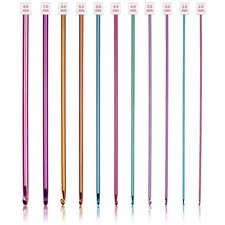 Long Crochet Hook Set, 11pcs Tunisian Multicolor Afghan Crochet Needles for C...