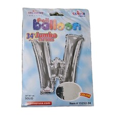 XL 34" Jumbo Letter W silver Foil Balloon Party Decorations Solid birthday