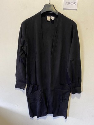 HEINE Black Knitted Longline Edge to Edge Cardigan   UK 12   (FJ92-3)