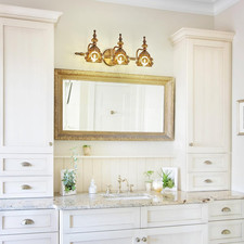 Vintage Bathroom Vanity Light Fixtures, 3-Light Brass Vanity Wall Light over ...