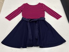 Polo Ralph Lauren Striped Navy Long Sleeve Crew Neck Dress Girl s Size M 8-10