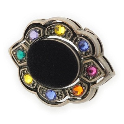 GUCCI GG Marmont Velvet Ring Multicolor Stone Silver Tone Vintage Size 9 In hand