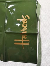 Vintage Harrod's Apron UK Vinyl Coated Waterproof Poly Logo DK Green Grill Craft