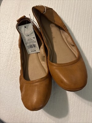 Universal Thread Delaney Cognac Faux Leather Round Toe Ballet Flat Size 9 NIB