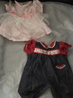 Lot Vintage CABBAGE PATCH KIDS Doll Clothes Pink Dress and Denim Romper