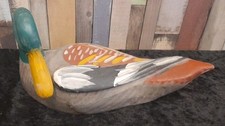 Enten Figur, Gro&szlig;e Holzfigur Ente,  Lockente, 31cm lang