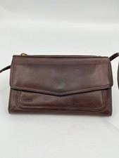 Vintage Fossil Crossbody Wallet Brown Leather Organizer Snap Zip Adj Strap