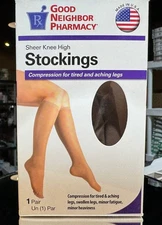 GNP Sheer Knee Highs, Sheer, 8-15 mmHg (Size: M) Beige