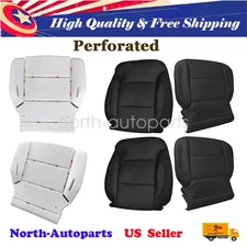 New Front Both Bottom Top Leather Seat Cover Foam Pad For 15-19 Silverado Sierra