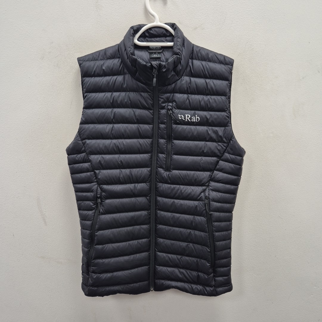 Rab Mens Microlight Down Zip Vest Gilet Bodywarmer Pertex Nikwax Black Small d