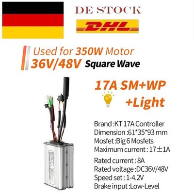 36V 48V KT 17A Square Wave Controller For E-bike 300W Brushless Motor DE STOCK