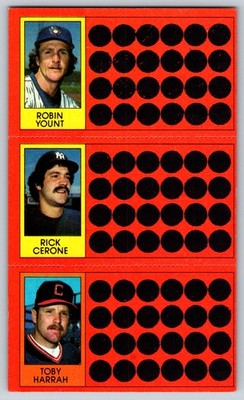 Robin Yount / Rick Cerone / Toby Harrah 1981 Topps Scratch-Offs 10 / 28 / 46