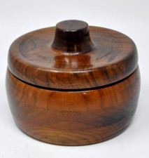 Vintage Hand Turned Wooden Bowl with Lid 5 1/4" Diameter Lined
