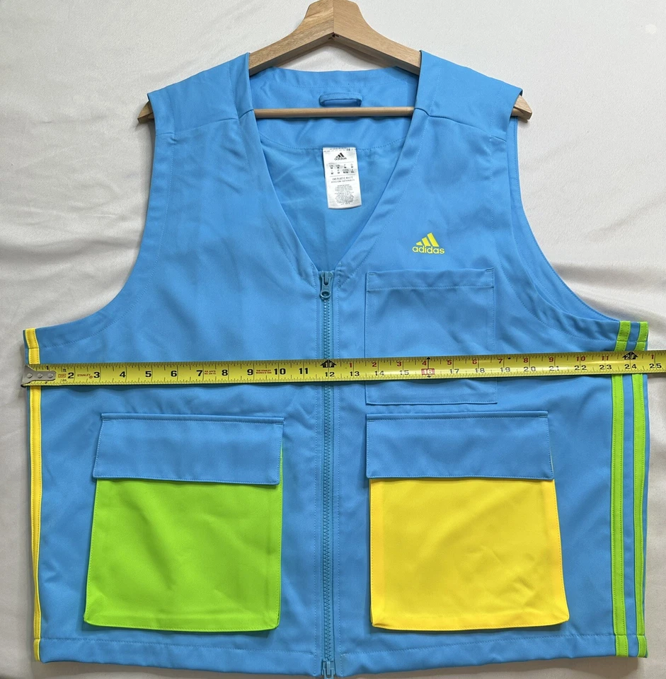 Chaleco utilitario Adidas para hombre Core Eco KC talla M azul amarillo verde Foto 4 de 4