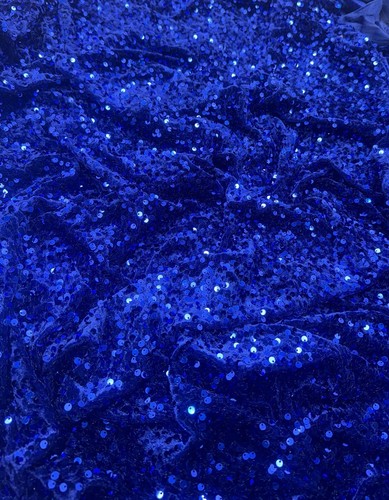 1 mtr royalblaues Paillettenkleid leichter Stretch Samtstoff..58” breit(147cm) - Bild 2 von 5