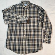 Carhartt Windowpane Plaid Button Up Shirt Men M Beige Blue Red