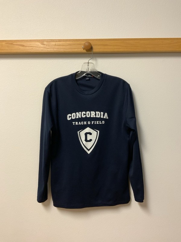 SPORT-TEK Womens Navy Blue Long Sleeve Activewear Top Concordia Graphic S