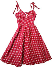 50's Handmade Halter Dress Women Red White Polka Dot Retro Pinup Fit Flair